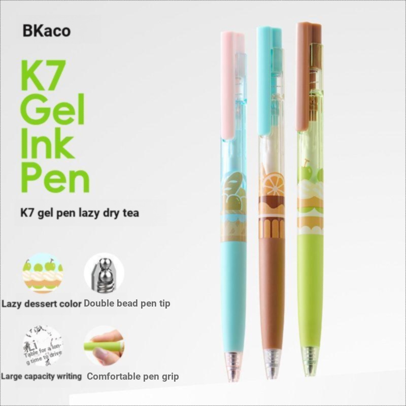 ✨เครื่องเขียนญี่ปุ่น [KACO] K7 Lazy Afternoon Tea Gel Pen 3pcs Black 0.5 Push Type High-value Studen