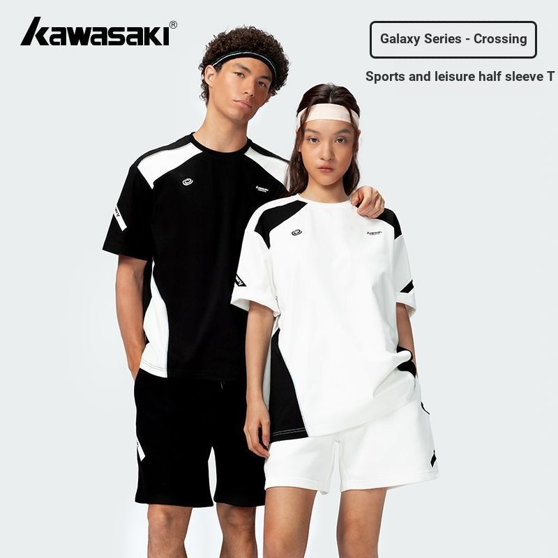 อุปกรณ์แบดมินตันคุณภาพสูง Kawasaki Badminton Jersey แขนสั้น Unisex Casual กีฬาฟิตเนสวิ่ง Breathable 