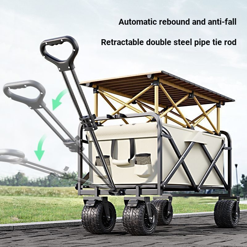 Camper Stall Cart Trolley พับได้ พกพาสะดวก Camping Picnic Cart Pull Goods Shopping Grocery Shopping 