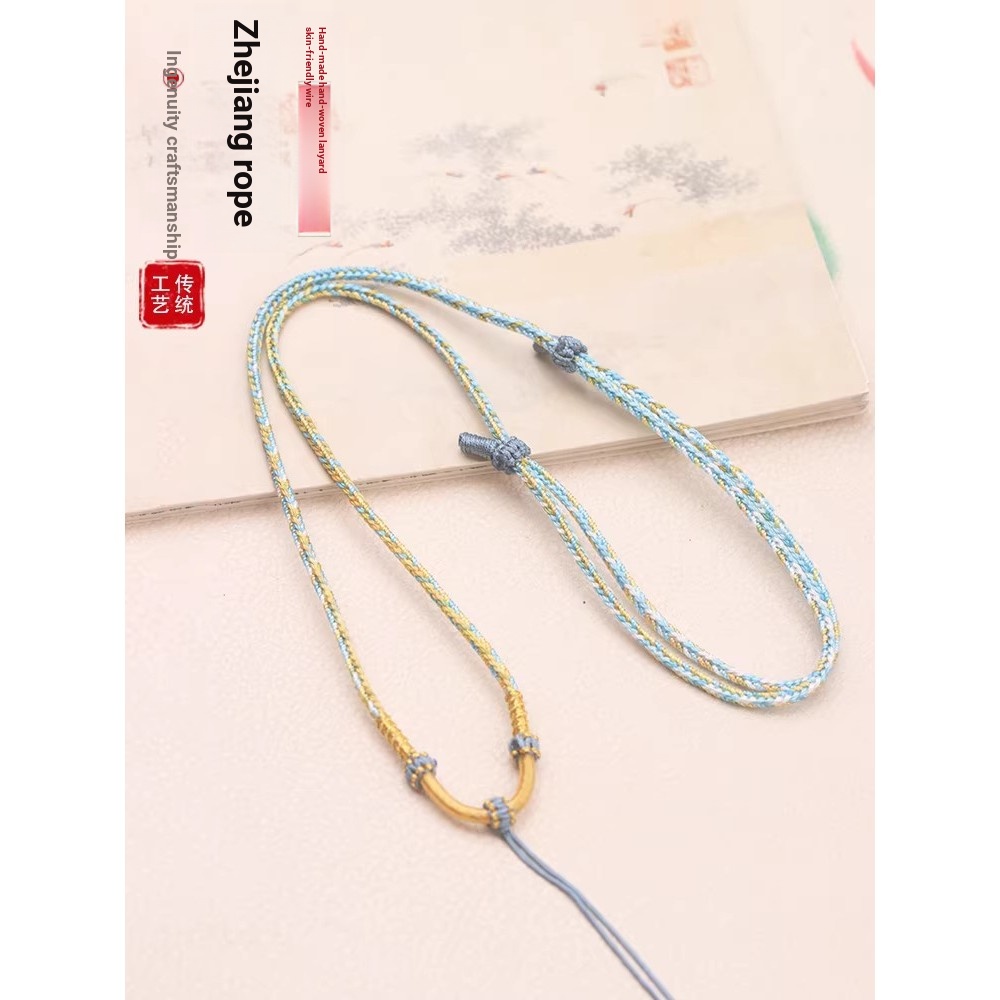ร้านเราแนะนํา ~ สร้อยคอทอมือเชือก DIY Winding Segment จี้ย้อม yu จี้เชือกเส้นเล็กหยก cui เชือกขี้ผึ้