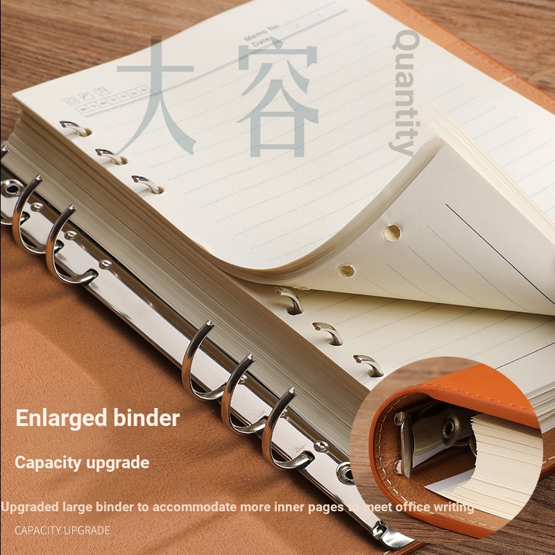 B5 ธุรกิจหนังหลวมพื้นผิว Notepad 9 หลุมขนาดใหญ่ความจุสามารถถือ 80g220 แผ่น A5 Recordbook เส้นผ่านศูน