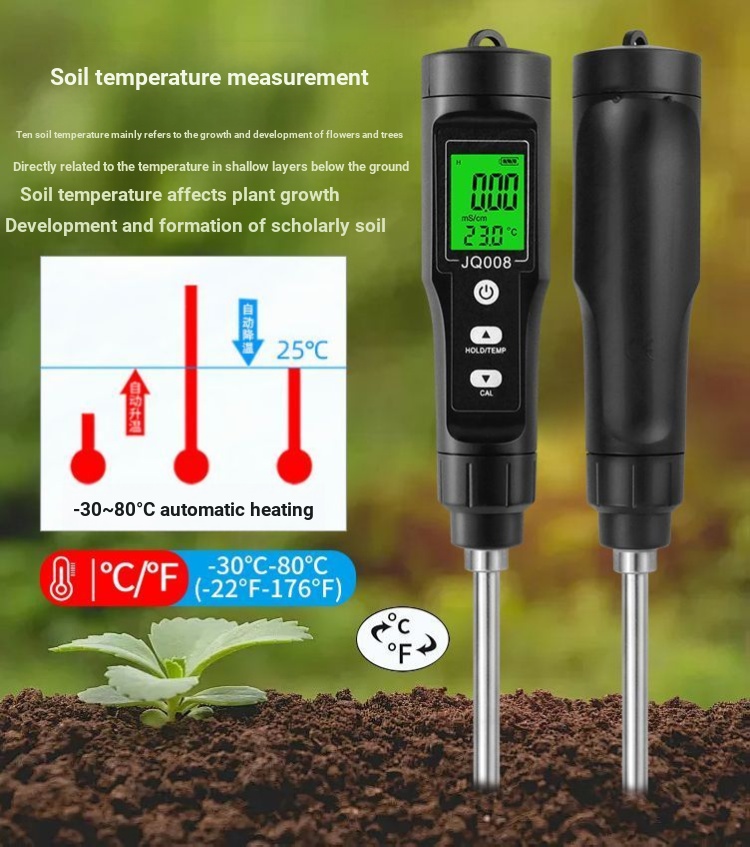 EC Value Soil Tester Orchard Farmland ปลูกเครื่องตรวจจับอุณหภูมิดินกระถาง EC Conductiveity Soil Test