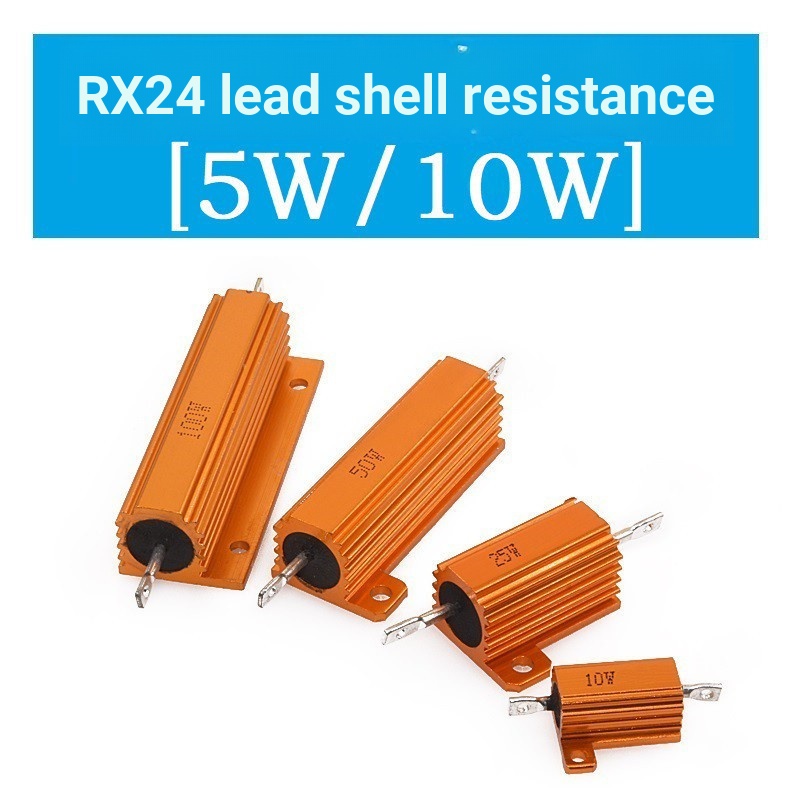 RX24 High Power Gold Aluminium Shell Resistor 5W 10WW High Power 0.1/4/5/8/10/20R/500R/100K