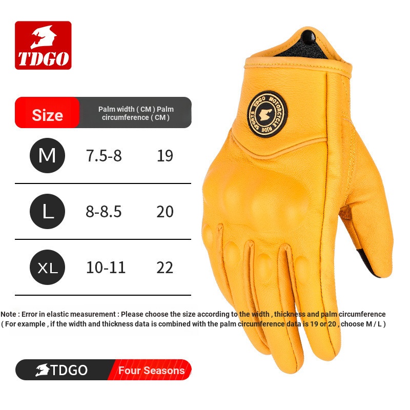 TDGO ถุงมือปั่นจักรยานหนังแท้หนา Spring Breeze หน้าจอสัมผัสรถจักรยานยนต์ Breathable รถจักรยานยนต์หนั