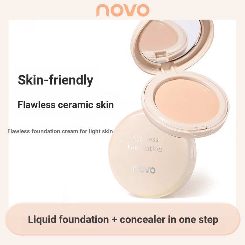 NOVO6180 Light Sensation Flawless Foundation ครีมคอนซีลเลอร์ Moisturizing Long-Lasting กันน้ํา Sweat