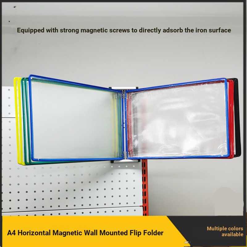 การดูดซับแม่เหล็ก A4 แนวนอน Multi-Page Flip Display Clip ติดผนังโปร่งใสใส่กระเป๋า 5-Page
