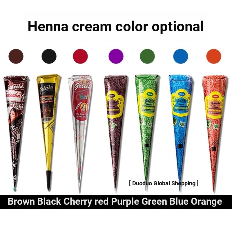 GOLECHA ซื้อทั่วโลก GOLECHA Henna Tattoo มือวาดครีมกึ่งถาวรอินเดียพืชกันน้ํายาวนาน Henna Body Paint