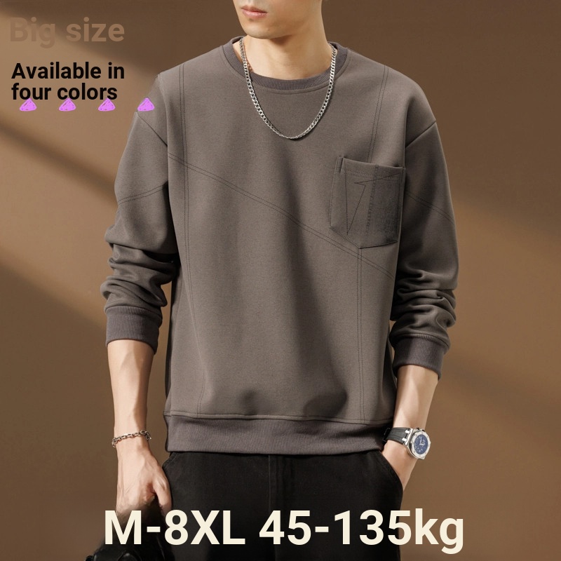 M-8XL Plus Size Sweatshirt Plus Size เสื้อยืดแขนยาว Casual College T Simple Net Version Sweatshirt P