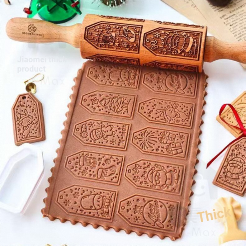 การ์ตูน Rolling Pin แม่พิมพ์คุกกี้ Beech Rolling Pin บิสกิตแม่พิมพ์พิมพ์ Rolling Pin Fondant แม่พิมพ