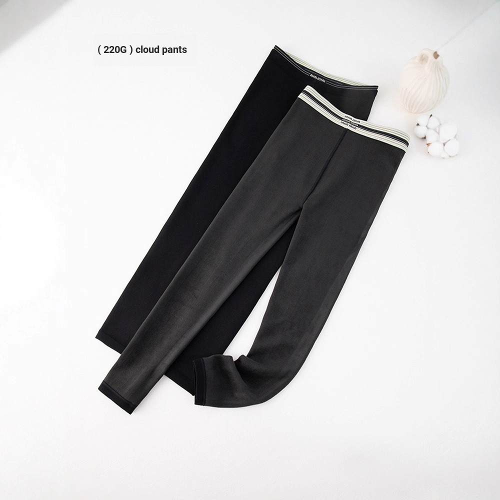[Yifang] เลกกิ้งความร้อนผู้หญิง 2025 Camellia Cloudy Pants Plus Velvet All-Match Warm Belly Hip Lift