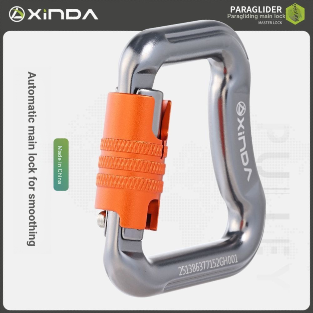 Carabiner & Xinda ร่มร่อนกลางแจ้งล็อคหลักอัตโนมัติ Carabiner ปีนเขาความเร็วลงอุปกรณ์ทํางานทางอากาศคว