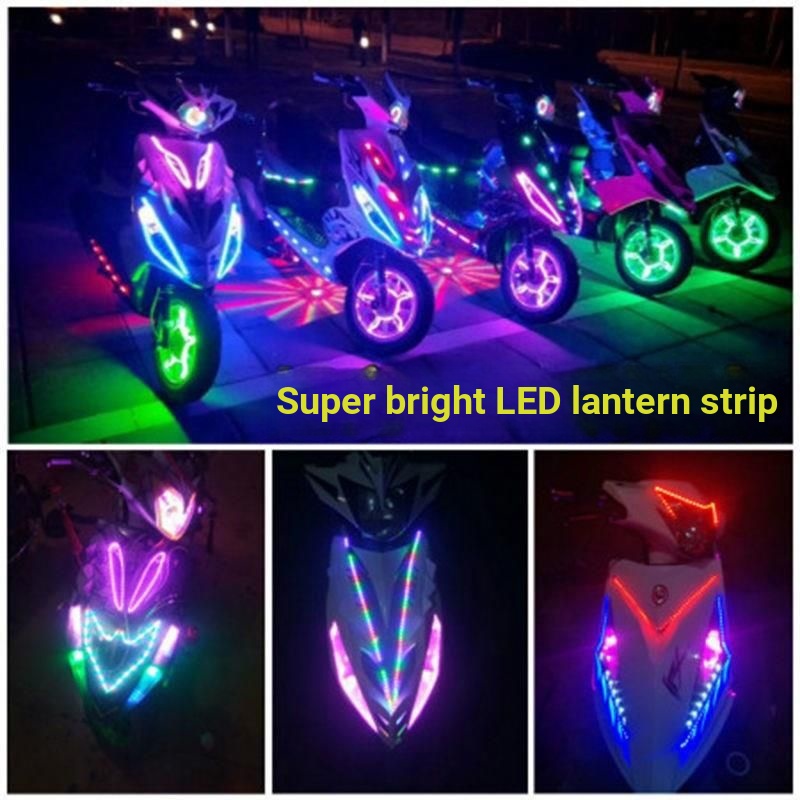 แถบไฟ Led สีสันสดใส Ghost Fire Marquee Strobe กระพริบแชสซี Light Soft Light Strip Highlight รถจักรยา