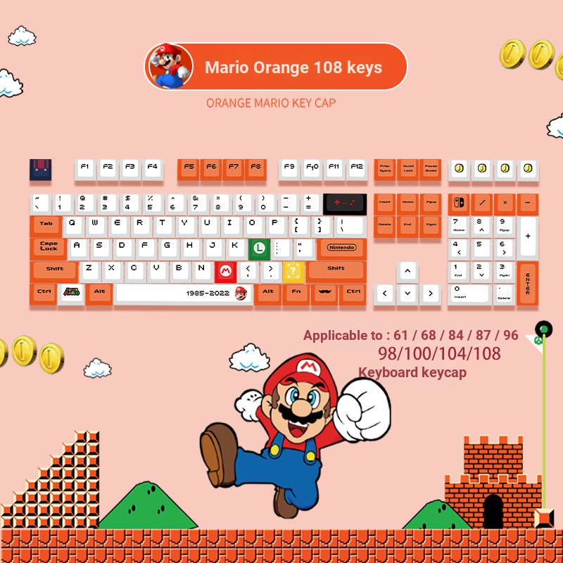 Keycap Anime Keycap Theme Keycap ปุ่มกดสองมิติ Mario Keycap PBT Sublimation OEM ความสูง6168848789969