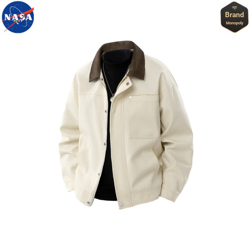 NASA Brand Retro Street Wear cleanfit Tooling Detroit Jacket Men Street Loose All-Match Lapel Jacket