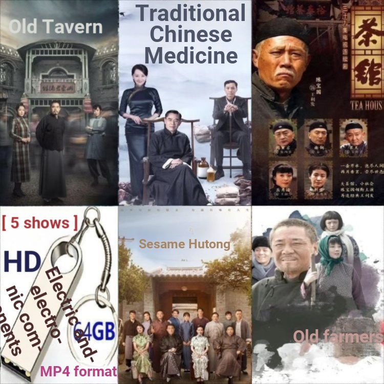 64G USB Flash Drama (Sesame Htong.Old Chinese Medicine.Old Hotel.Old Farmers.Tea House) ละคร 5 ดิสก์