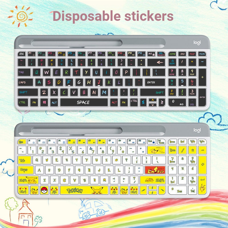 Logitech MK470 K580 คีย์บอร์ดสติกเกอร์ฟิล์มป้องกันสําหรับเด็กผู้หญิงสีชมพู