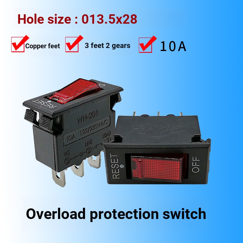 สวิตช์ป้องกันการโอเวอร์โหลด-10A สวิตช์ประเภทโยก KCD3 10A250V สามขาสองความเร็ว WH-201