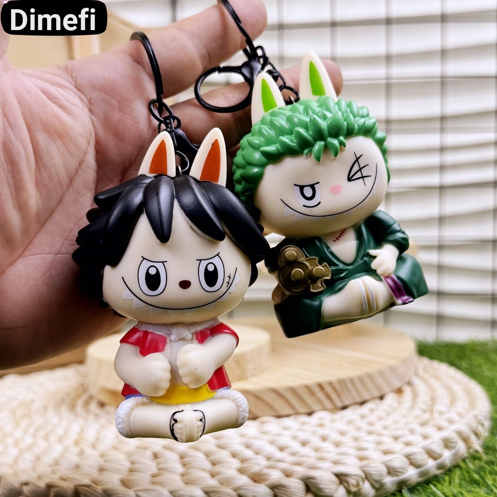 การ์ตูน Light-Up สไตล์ Labubu One Piece Series พวงกุญแจ Luffy Sauron กระเป๋าจี้ของขวัญขนาดเล็ก