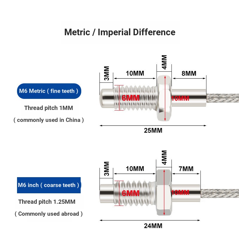 A สกรูประเภท Thermocouple K ประเภทเซ็นเซอร์อุณหภูมิ E ประเภทสกรูคู่ Probe M6M8 ความดันฤดูใบไม้ผลิคู่