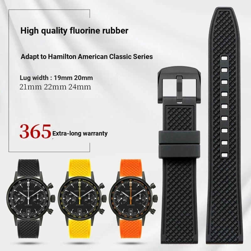 คุณภาพดี สายยางฟลูออรีน เหมาะสําหรับ Hamilton American Classic Series Male Hamilton H38446731สายนาฬิ