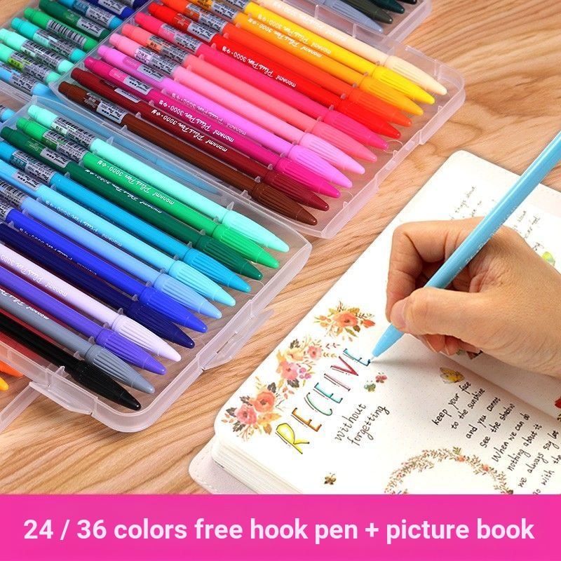 [ปากกาสี] monami monami Fiber Pen ปากกาเจลสีสูตรน้ํา 3000 เครื่องเขียนเกาหลีปากกาสีน้ําคู่มือ Hook L