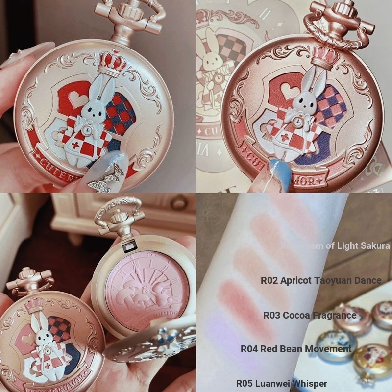 ️ Cute Story Pocket Watch Contouring Blush Bunny Vitality Matte Contouring Enhance Complexion Light Cherry Blossom Poem Student Girl *