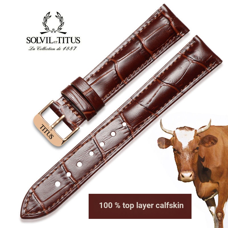 TITUS สายนาฬิกา TITUS Heavenly Long Earth Series สายหนังแท้ Pin Buckle อุปกรณ์เสริม 18mm20mm ผู้ชายผ