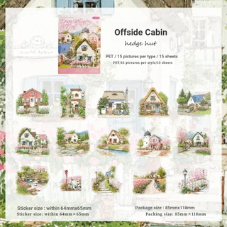 P PET Sticker Pack Town Time Series Building ภูมิทัศน์คู่มือ Creative ตกแต่งวัสดุสติกเกอร์ 15 แผ่น 6 รูปแบบ