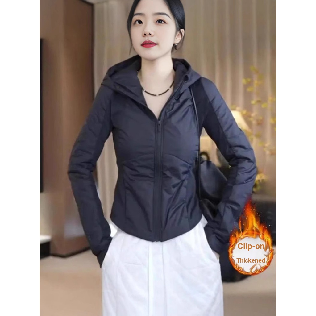 Slim-fit Classy Small Western Style Warm Jacket Quilted Hooded Short Jacket Women