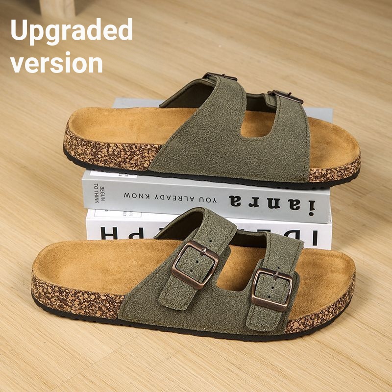 เคาน์เตอร์ Birkenstock รองเท้าผู้หญิงรองเท้าแตะสวมใส่ด้านนอก Cowhide Upper Home รองเท้า Anti-slip สบ