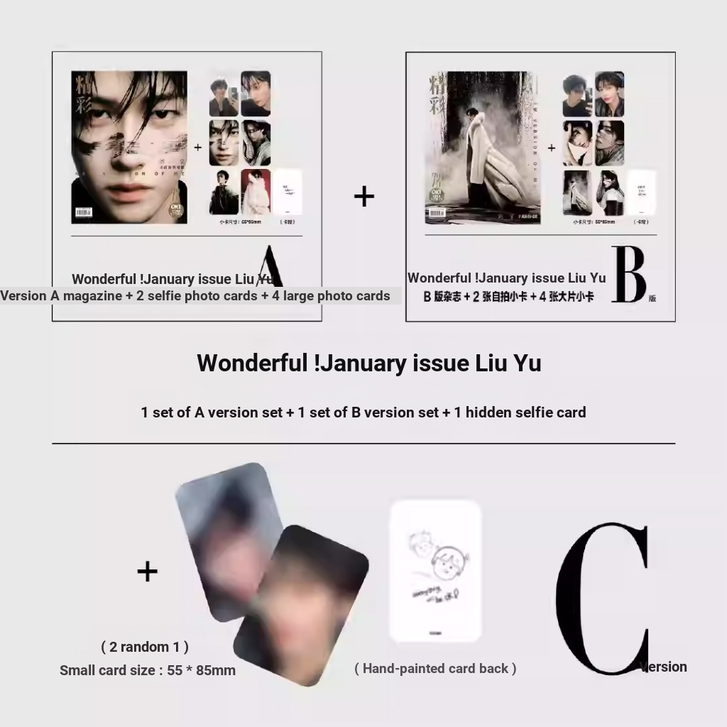 Wonderful OK Magazine 2025/Liu Yu Cover ABC Version Magazine Photocard Set