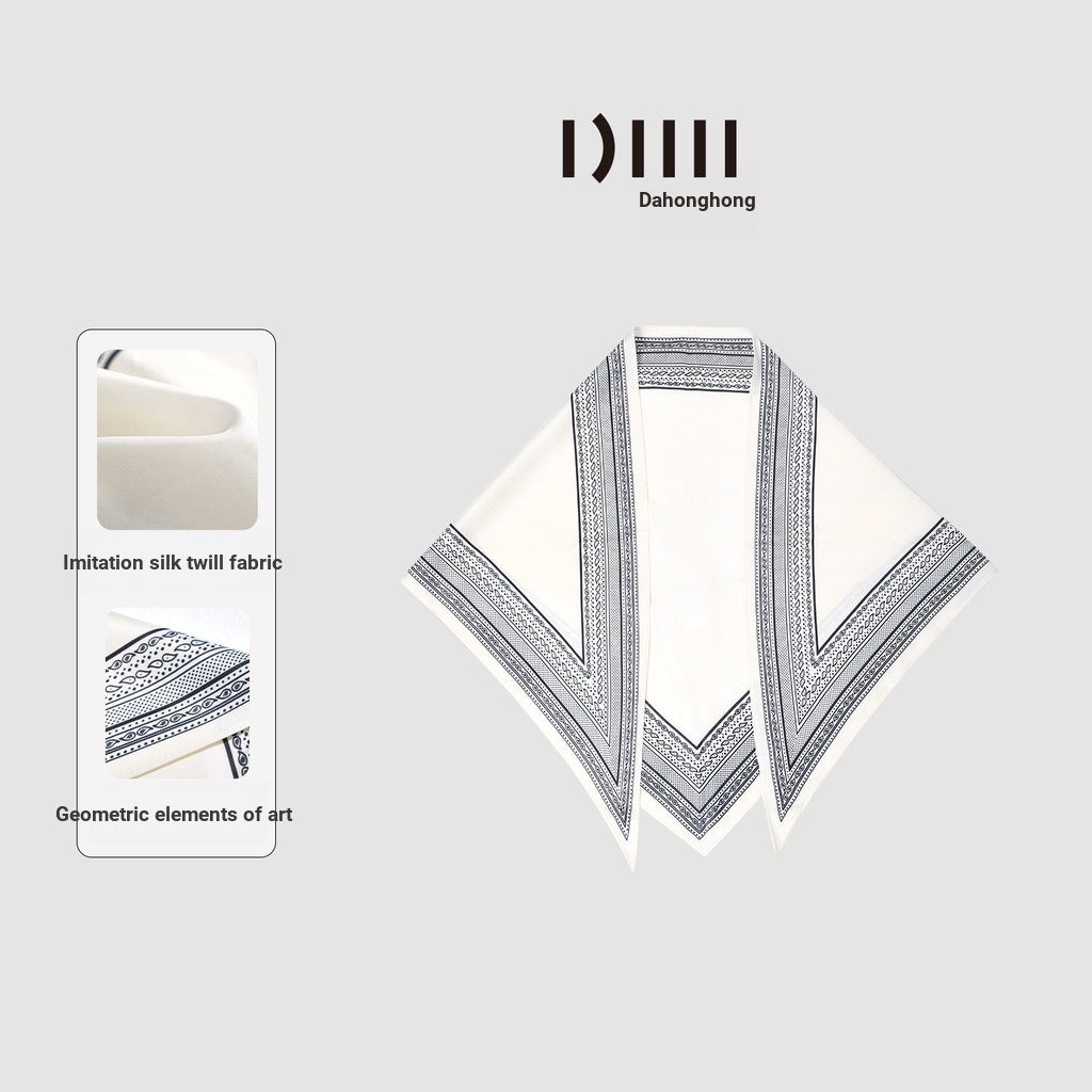 Dahong [Iris Paper] Amoi French All-Match Triangle Silk Scarf Female Thin Style Fashion Geometric El