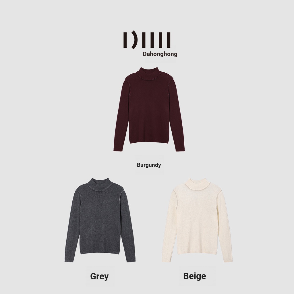 Dahong [Night Elegant] Sheep Wool Half Throat Sweater เสื้อกล้ามผู้หญิง