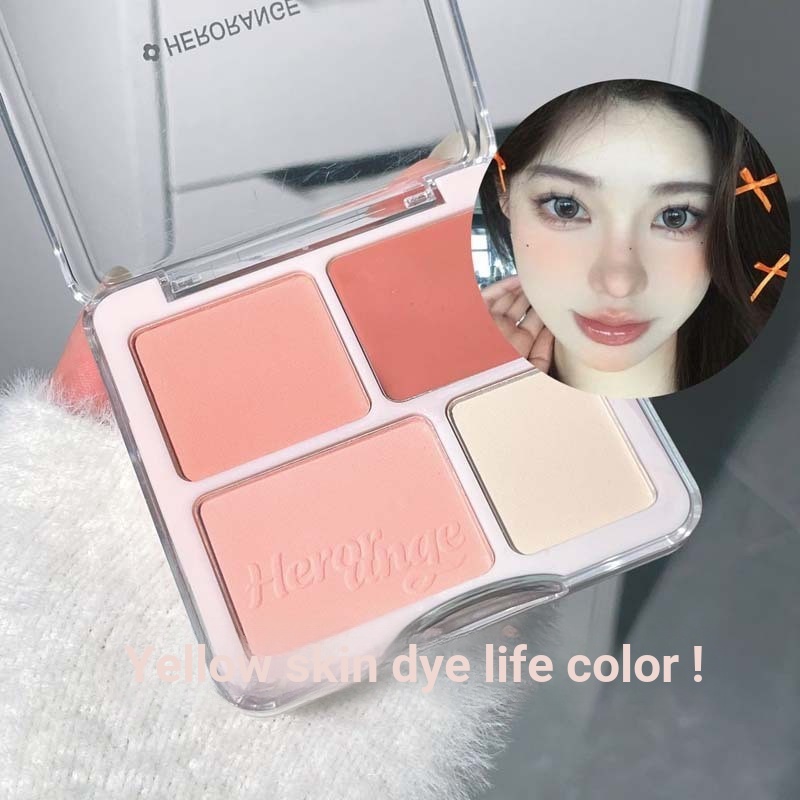 สินค้าใหม่ทุกวัน/HERORANGE Heart Love Blush High Disc Contouring Natural Nude แต่งหน้า Facial Bright