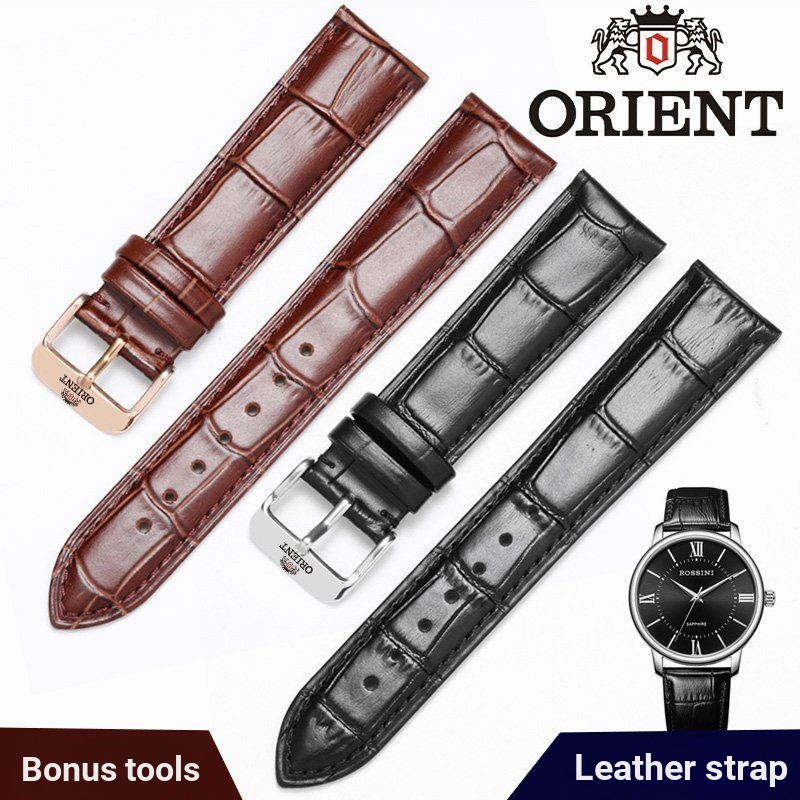 เหมาะสําหรับ Orient/Oriental Double Lion สายหนังแท้ผู้ชายผู้หญิงนาฬิกา Double Lion สร้อยข้อมือสี่เหลี่ยม Pin Buckle อุปกรณ์เสริม 20