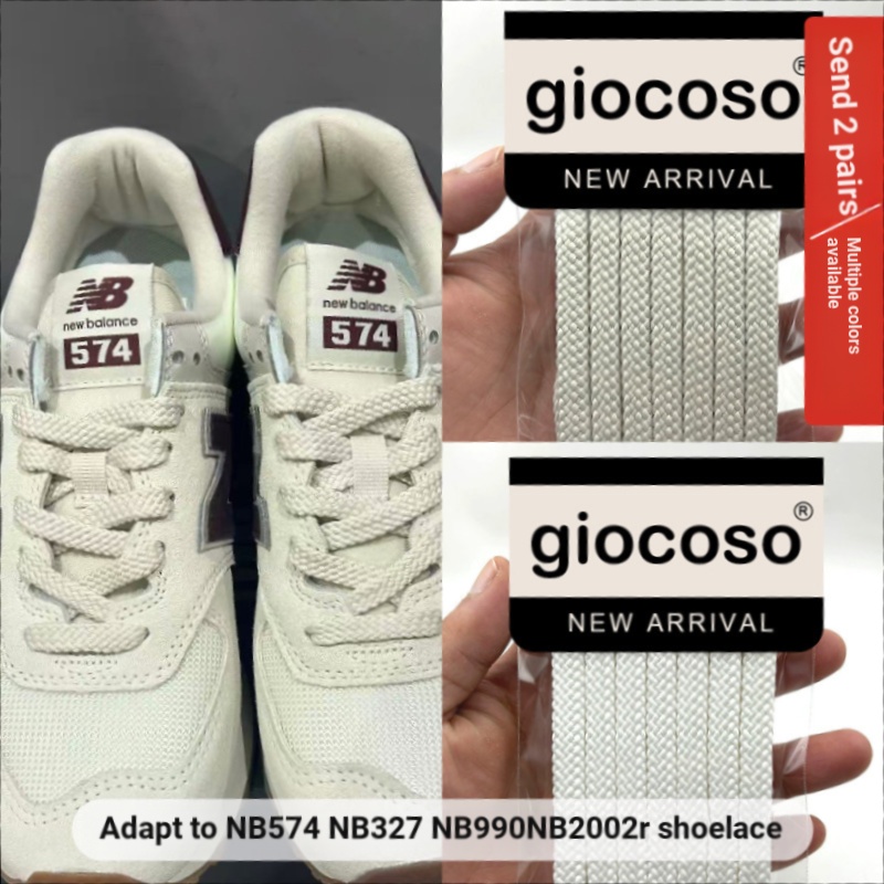 เหมาะสําหรับ NB New Balance Shoelaces NB574 NB327 NB990 NB2002r เชือกผูกรองเท้าแบนสีขาว