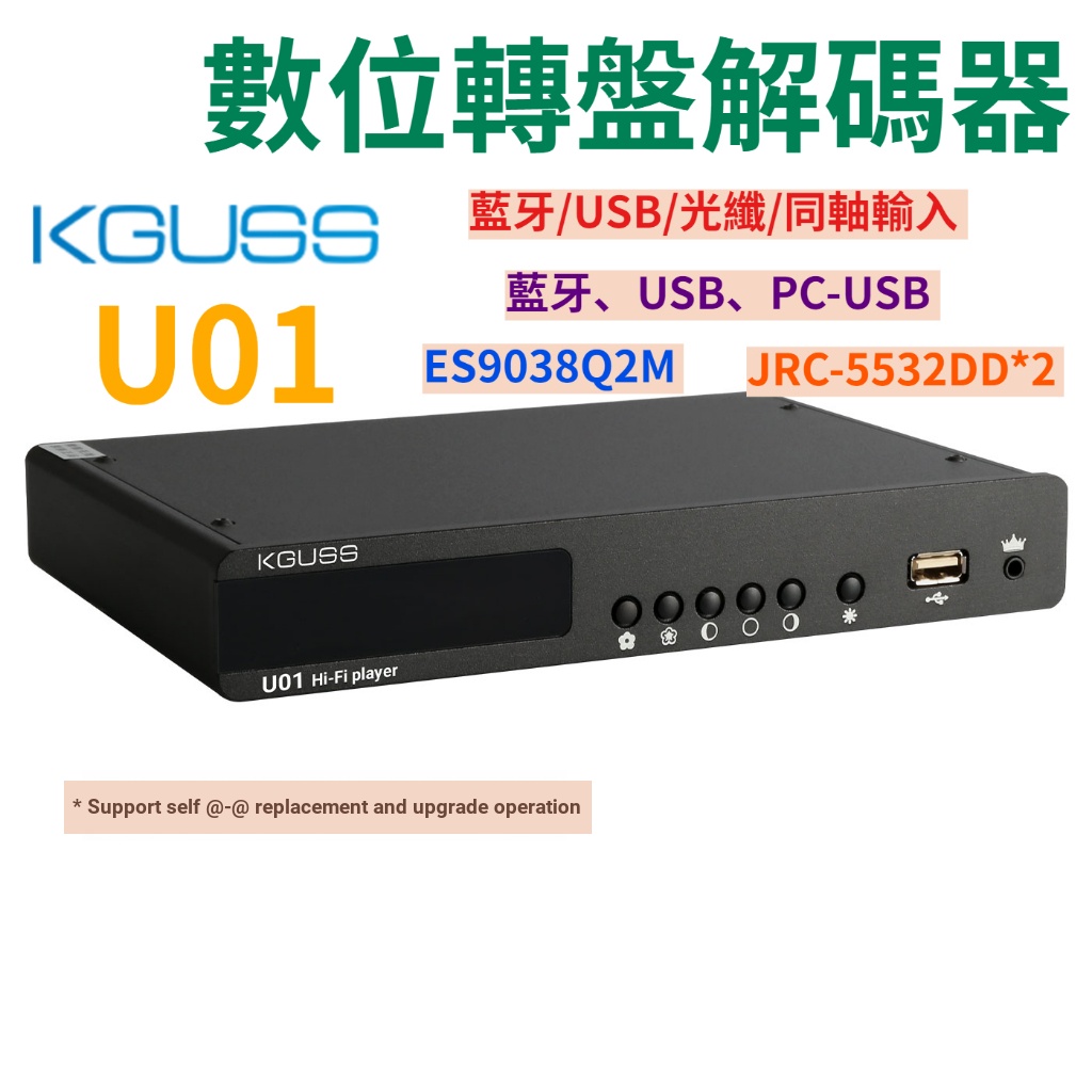 KGUSS U01 ถอดรหัสเครื่องเล่นดิจิตอล U Disk Digital Turntable DAC ถอดรหัส ES9038Q2M