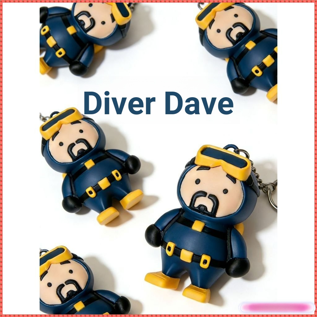 Y112 สามมิติ Charm Diver Dave เกม Merchandise พวงกุญแจ Charm วันเกิดคู่ของขวัญเกมมือถือ Super Restore