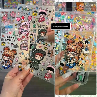 Pop Mart Hirono Hirono สติกเกอร์การ์ตูน diy เคสโทรศัพท์แท็บเล็ตพีซีคู่มือสติกเกอร์ตกแต่ง