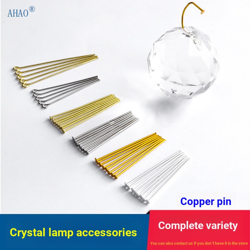 Tyk b.Crystal Lighting Accessories Ball Needle Hanging Crystal Ball All Copper Pin Chandelier Accessories Gold Silver Hook NFCR DN1N