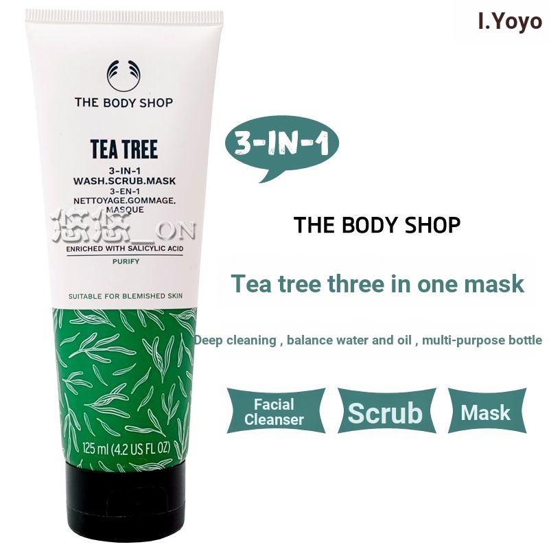 British Thebodyshop Tea Tree Three-in-One Cleansing Frosted Mask Refreshing Oil Control ลบสิวหัวดําร