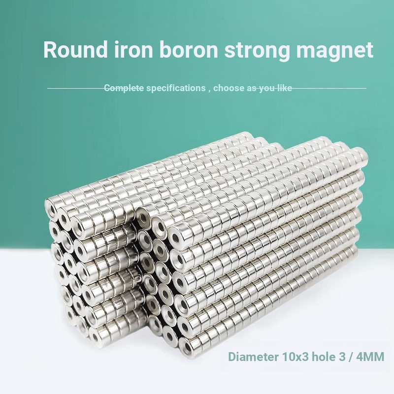 NdFeB Magnet Strong Magnet รอบพร้อมรูแม่เหล็กแรงสูง 10x3 หลุม 3/4 มม.