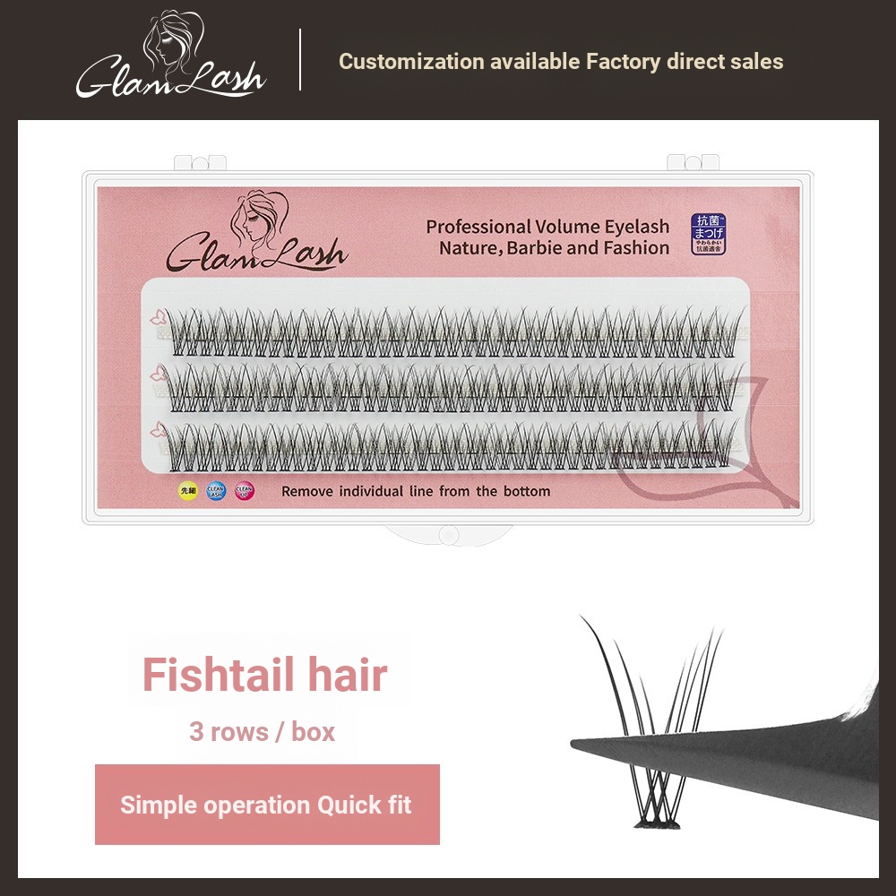 0.07 C Fishtail Grafting ดอกไม้ผมขนตาปลอมคลัสเตอร์เดี่ยวปลูกขนตานุ่มสบาย Handmade ขนตาหนาธรรมชาติ Nude แต่งหน้า Grafting ขนตา