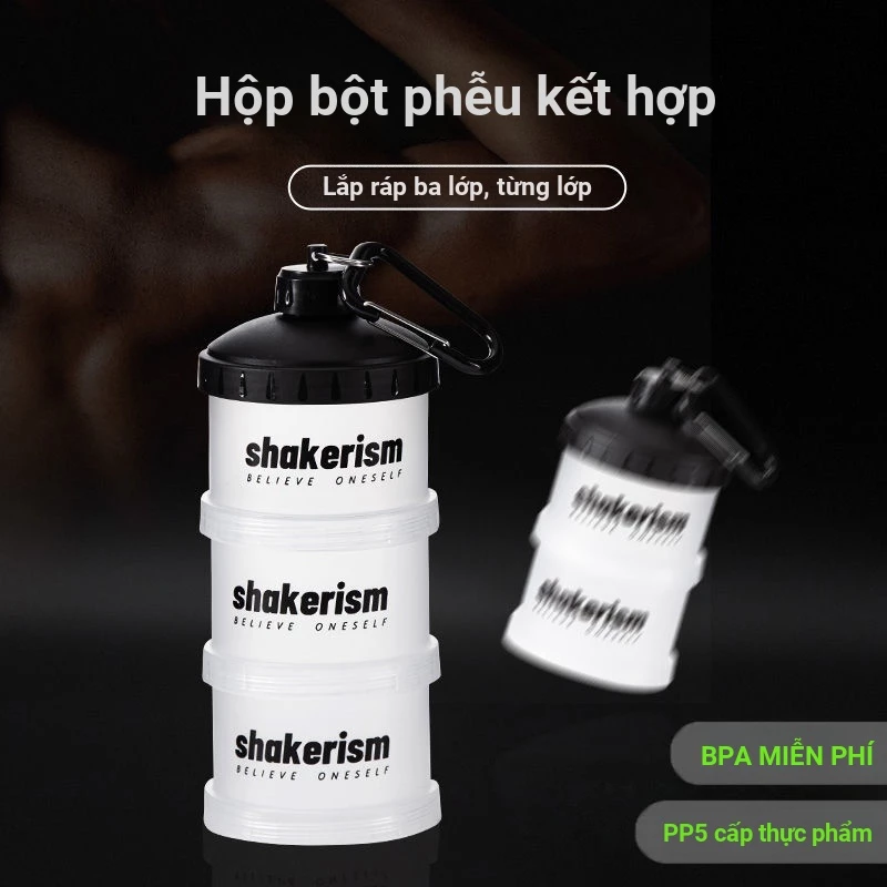 กล่องแบ่งผงโปรตีนพกพา Shakerism พร้อมกรวย