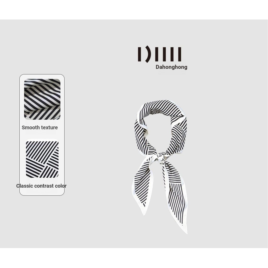 Dahong [Black White Silhouette] ผ้าพันคอไหมลายขาวดําฤดูใบไม้ร่วงผ้าพันคอความรู้สึกระดับไฮเอนด์