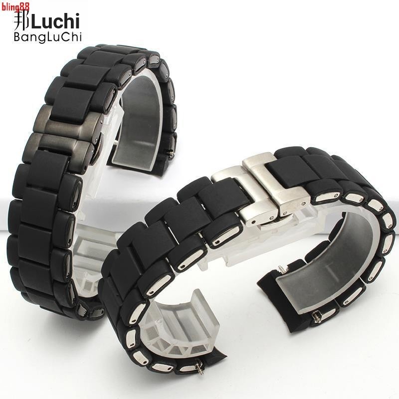 เหมาะสําหรับ Western Iron City Air Eagle สายคล้อง JY8035-04E/JY8025-59E ซิลิโคนห่อสร้อยข้อมือเหล็กชา