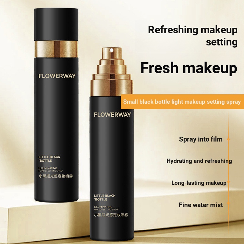 FLOWERWAY ขวดสีดําขนาดเล็ก Glossy Fixing Spray ฟิล์มแห้งเร็ว-Forming Matte Matte ไม่ง่ายที่จะถอดแต่ง