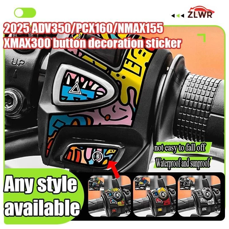 ZLWR สติ๊กเกอร์ตกแต่งปุ่มสวิตช์ ADV350/PCX160/NMAX155/XMAX300
