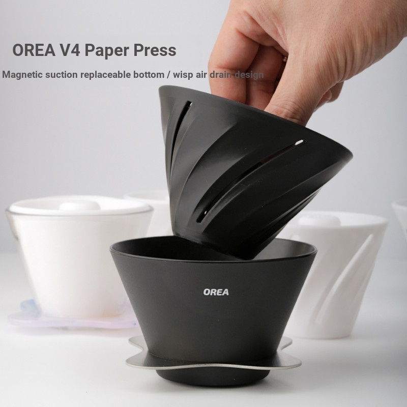ORA V2 V3 V4 แคบกว้าง Hand-Brewed กาแฟกรองถ้วย อุปกรณ์กดกระดาษ 3D การพิมพ์แม่เหล็กดูดเปลี่ยนด้านล่างแบนกรวยกรองกาแฟ
