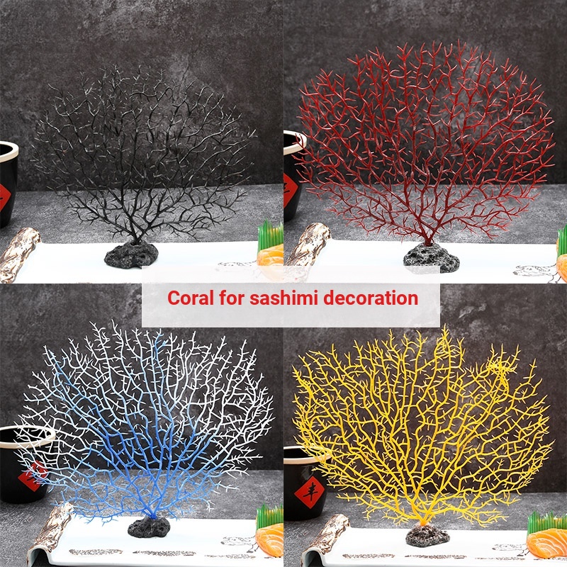จานตกแต่ง ตกแต่ง โรงแรมดอกไม้หญ้าปะการังจานสร้างสรรค์จําลองดอกไม้ปลอมสไตล์ญี่ปุ่นร้านอาหารตะวันตกตกแต่งซาซิมิจาน